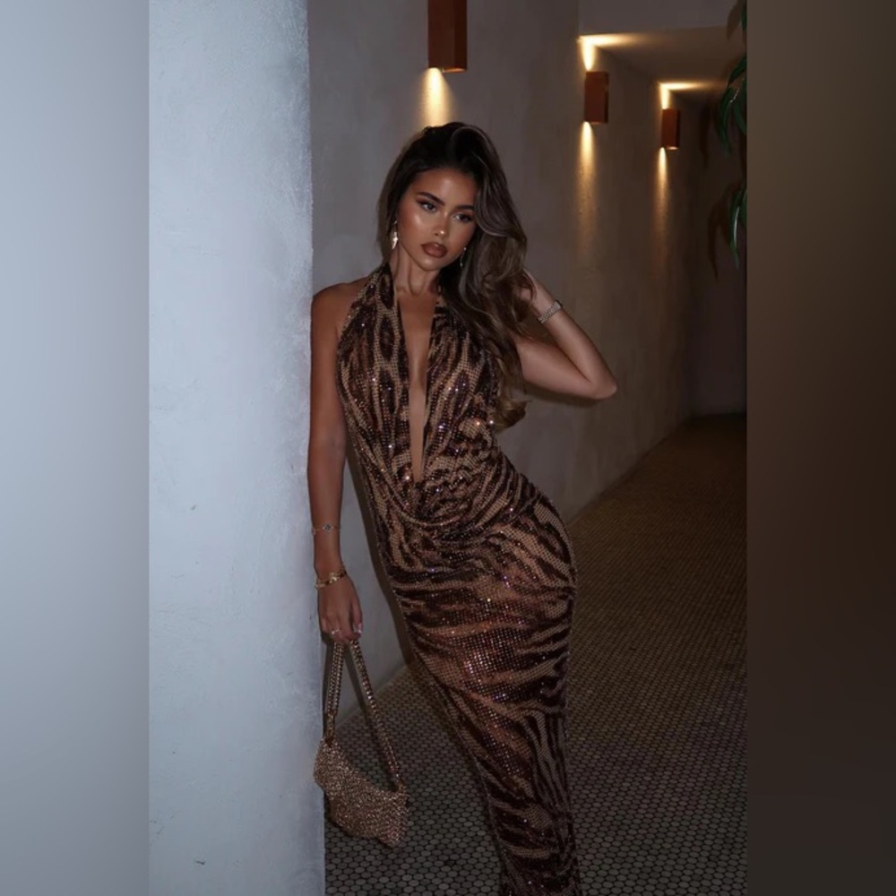 Fashion Nova Embellished Leopard Dress